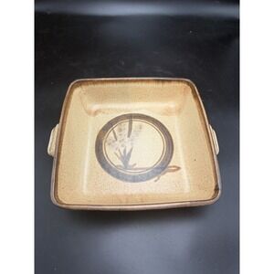 Vintage Reynolds Pottery Square Stoneware Baker Casserole Dish w/ Handles